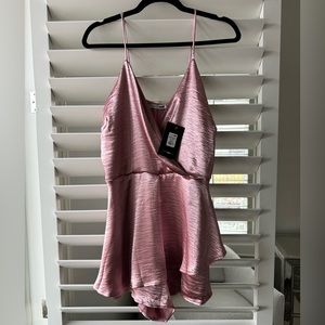 NWT Don’t Tell a Soul Metallic Silk Rose Romper